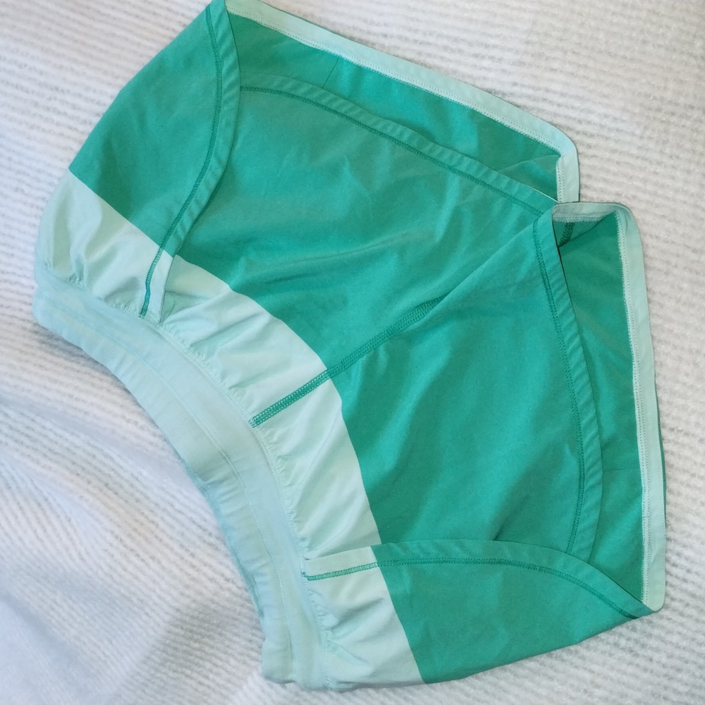 lululemon athletica Two-Tone Mint and Light Mint Athletic Shorts
